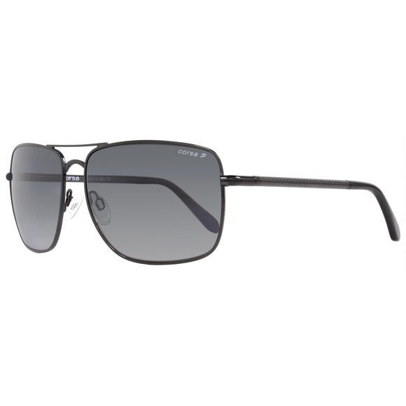 Corsa Rectangular Sunglasses Enzo C03 Shiny Black/Carbon Fiber Polarized - Picture 1 of 3